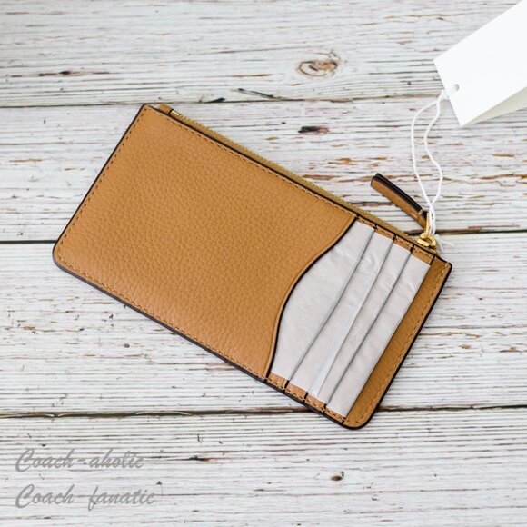 NWT Tory Burch Thea Small Pebble Leather Flat Wallet Crossbody in Tiramisu - Picture 6 of 14